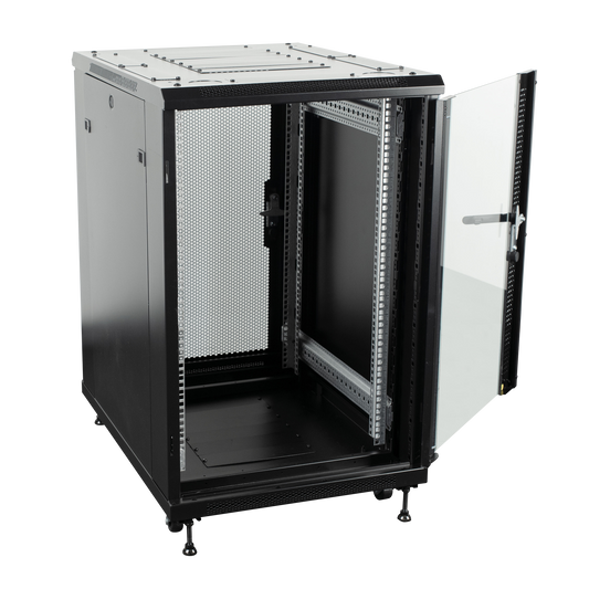 RCA-FSG-18 18 HE Netzwerkschrank mit Glastür